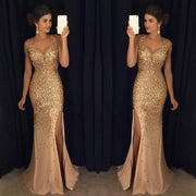 Sequinned High Split Evening Dress