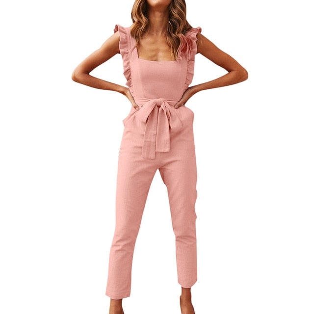 Ruffled Sleeveless Jumpsuit