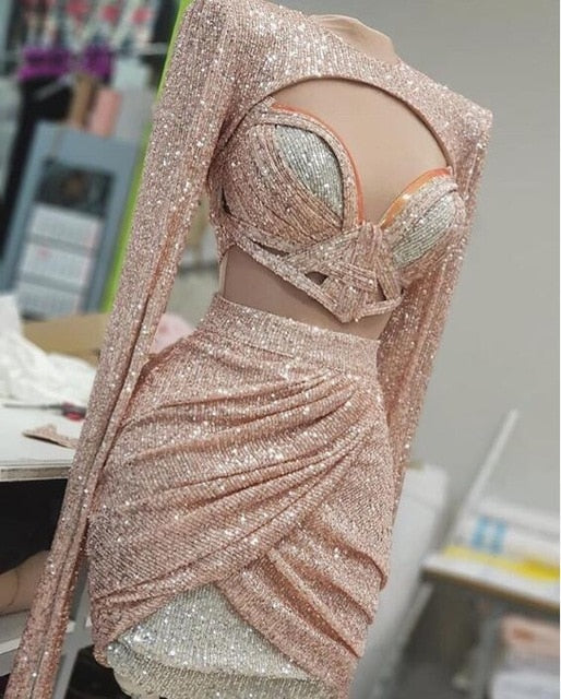 Sparkly Sequin Mini Top and Skirt