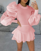 Puff Ruffle Long Sleeve Blouse