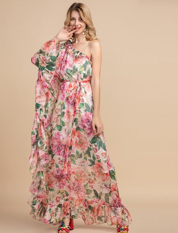 Boho Ruffles Chiffon Maxi Dress