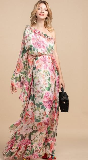 Boho Ruffles Chiffon Maxi Dress