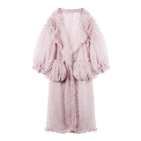 Polka Dot Printed Mesh Long Shirt