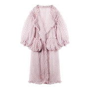 Polka Dot Printed Mesh Long Shirt