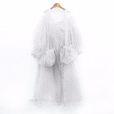 Polka Dot Printed Mesh Long Shirt