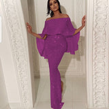 Elegant Sequin Off Shoulder Evening Gown