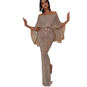 Elegant Sequin Off Shoulder Evening Gown