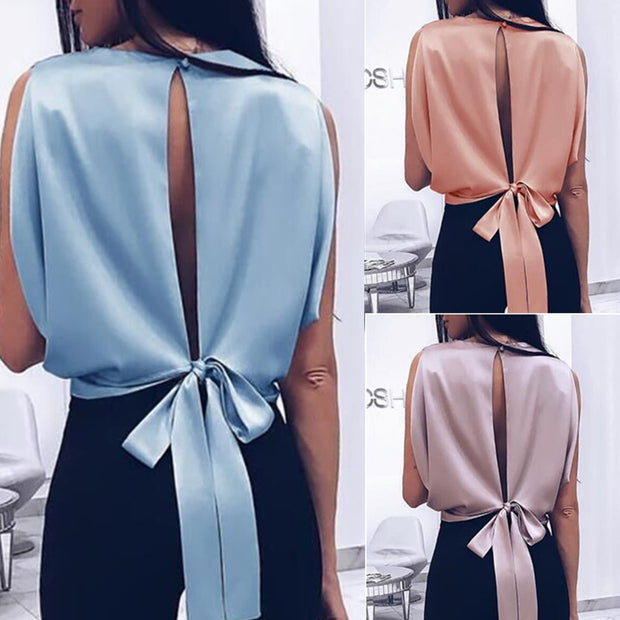 Summer Sexy Tops  Blouse Bowknot