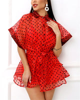 Tulle Lace Dot Print Dress