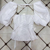 Summer Women's Square Collar Lantern Short Sleeve