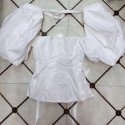 Summer Women's Square Collar Lantern Short Sleeve