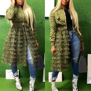 Ruffle Patchwork long Coat