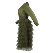 Ruffle Patchwork long Coat