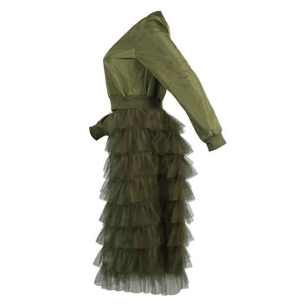 Ruffle Patchwork long Coat