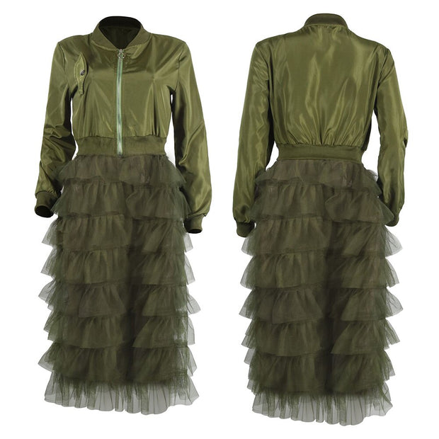 Ruffle Patchwork long Coat