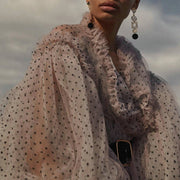Polka Dot Printed Mesh Long Shirt