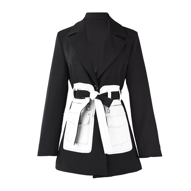 Black & White Contrast Pocket Blazer