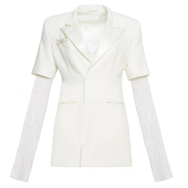 White Rhinestones Shining Blazer