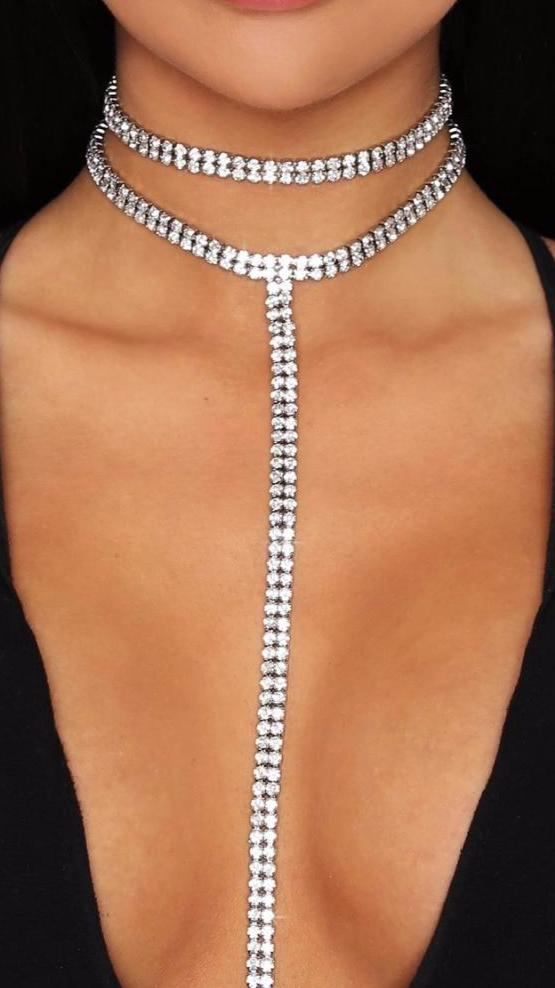 Rhinestone Double Choker Necklace