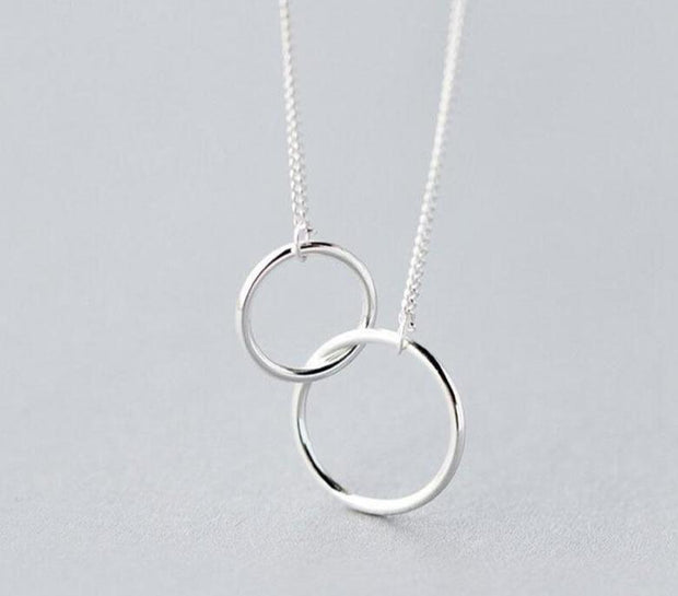 Anenjery Double Circle Interlock Clavicle Short Necklace
